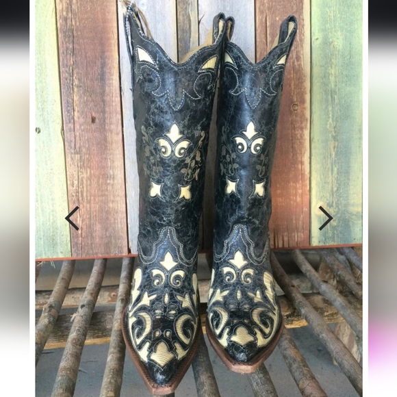 Corral Shoes - 8.5 Corral Bone Lizard Overlay Western Boots, Country Thunder
